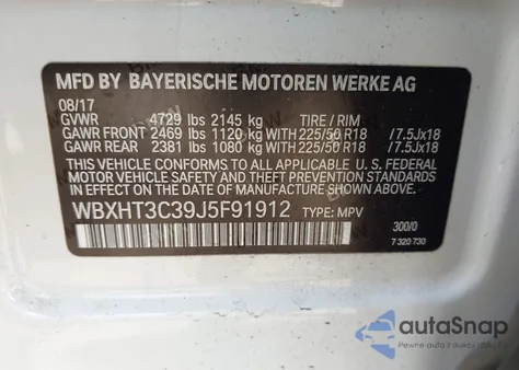 2018 BMW X1 xDrive28I z USA, uszkodzony, nr VIN WBXHT3C39J5F91912